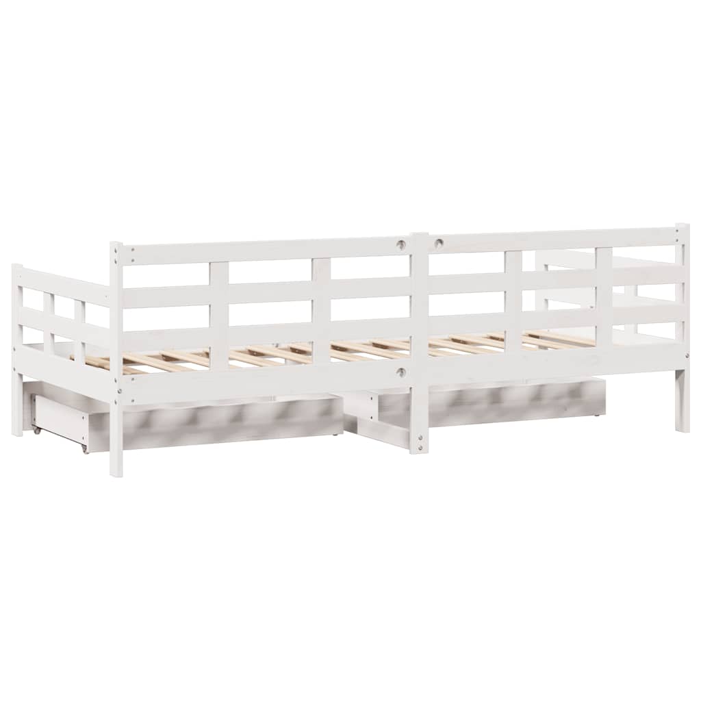 Dagseng med skuffer hvit 90x190 cm heltre furu