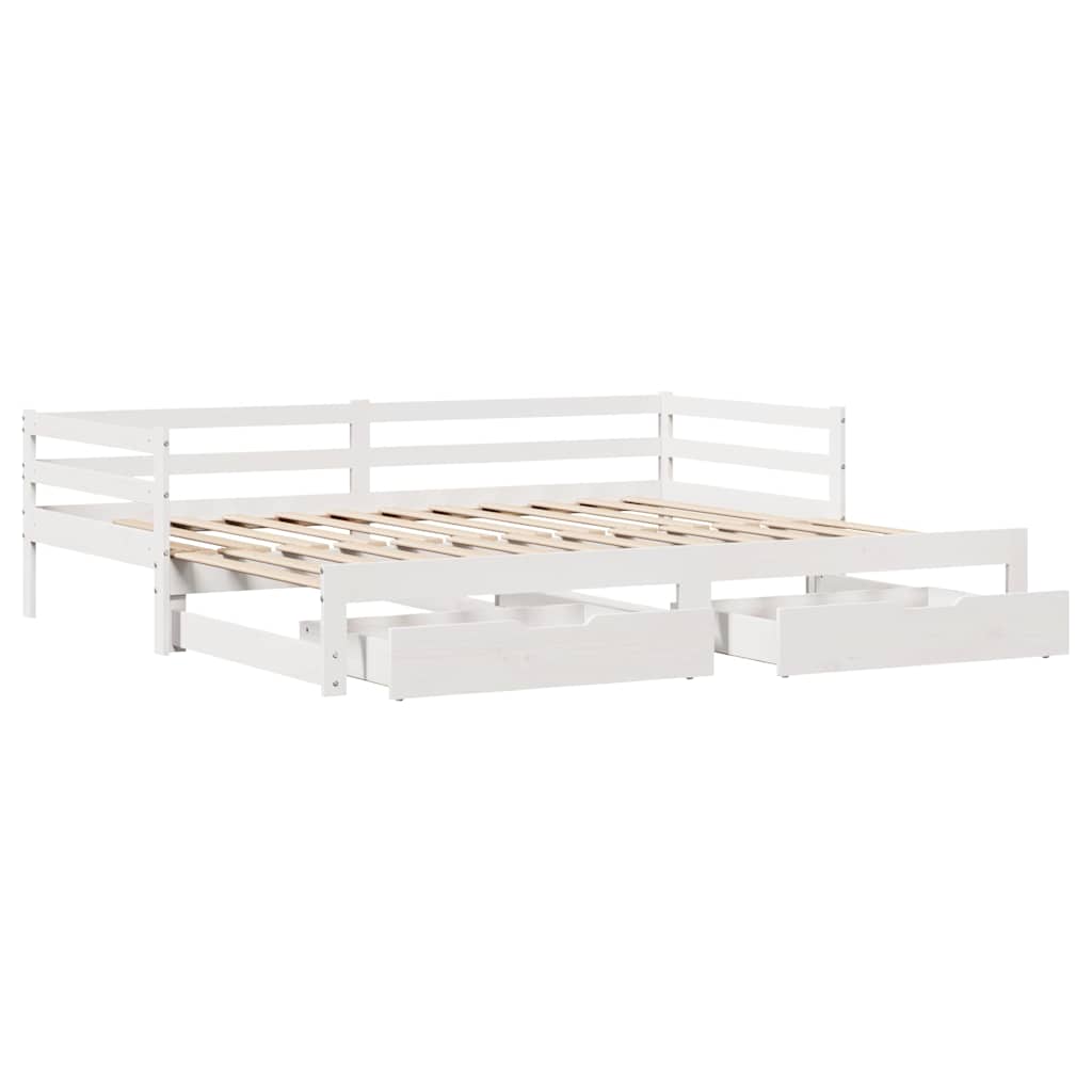 Dagseng med skuffer hvit 90x200 cm heltre furu