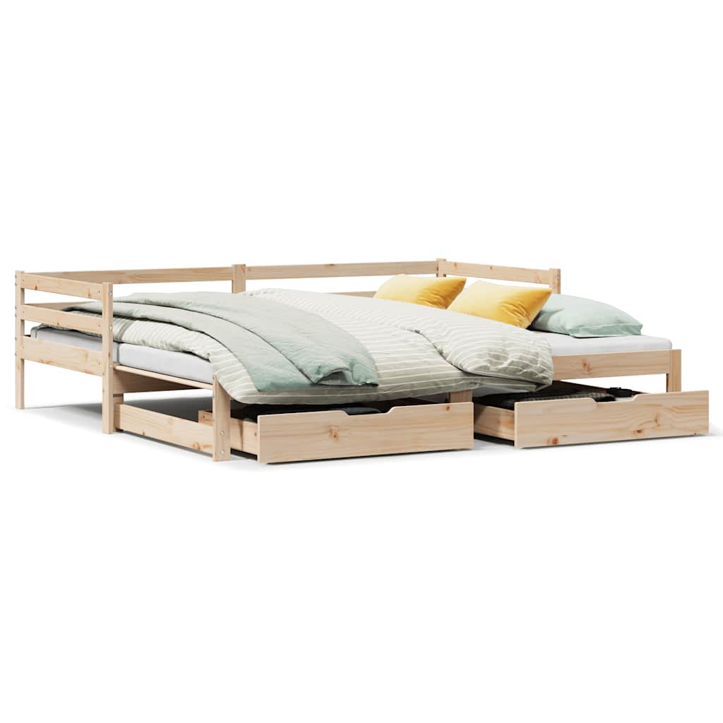 Uttrekkbar dagseng med skuffer uten madrass 90x190 cm