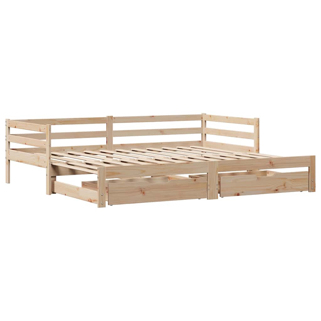 Uttrekkbar dagseng med skuffer uten madrass 90x190 cm
