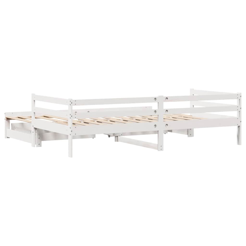 Uttrekkbar dagseng med skuffer uten madrass hvit 90x190 cm