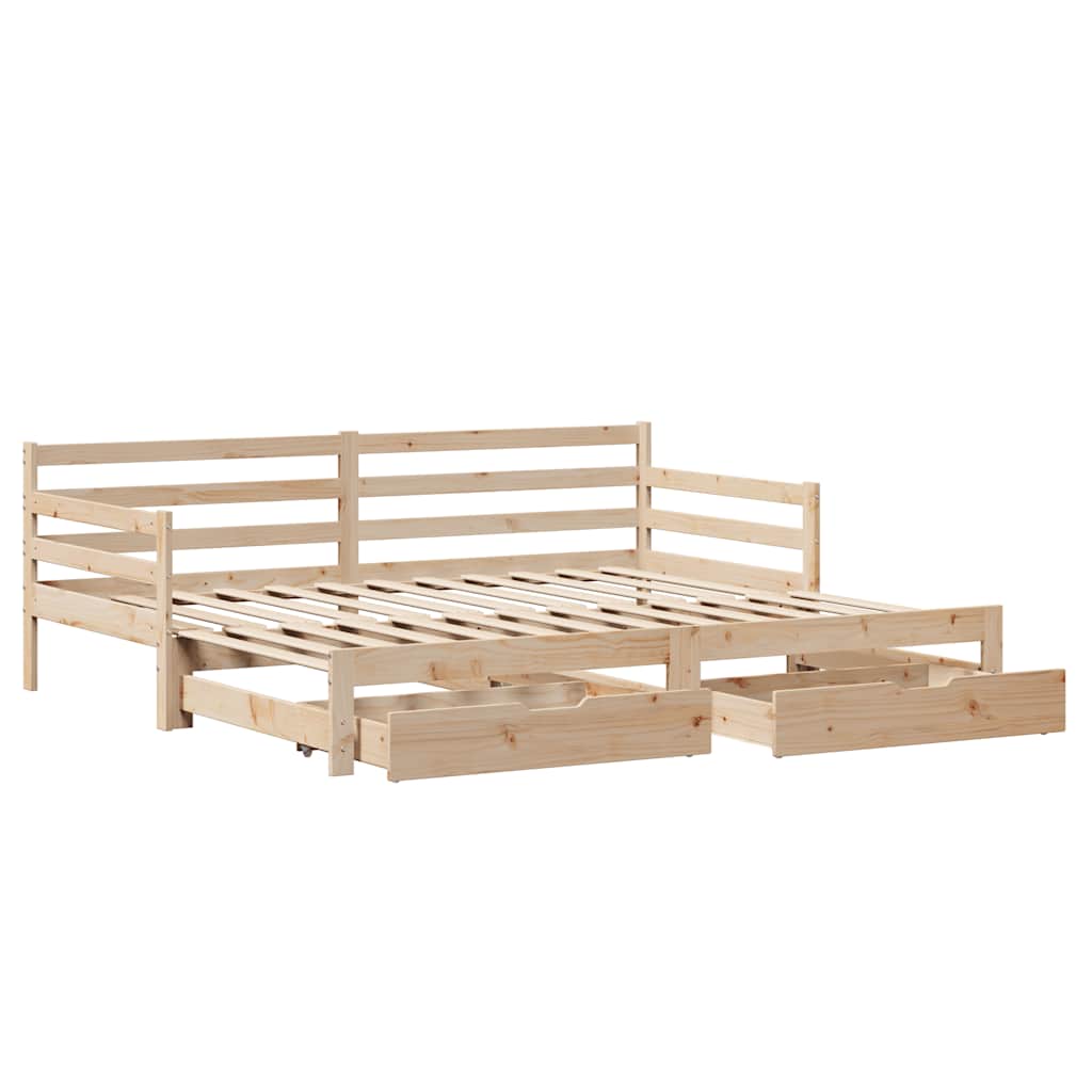 Uttrekkbar dagseng med skuffer uten madrass 90x200 cm
