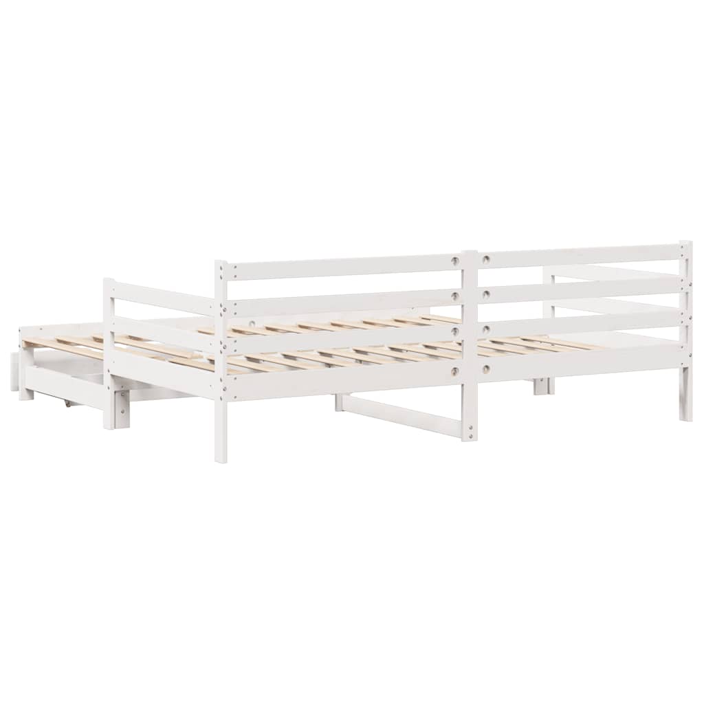 Uttrekkbar dagseng med skuffer uten madrass hvit 90x190 cm