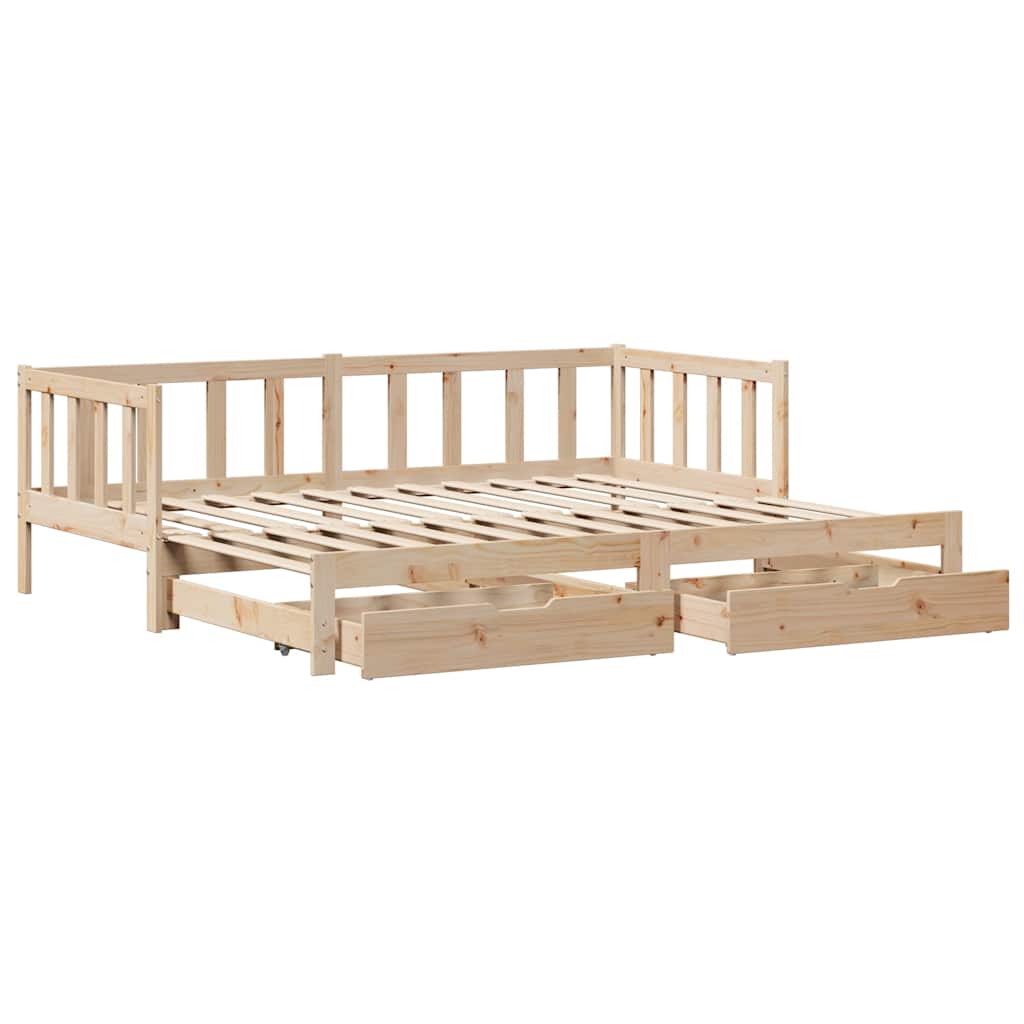 Uttrekkbar dagseng med skuffer uten madrass 80x200 cm