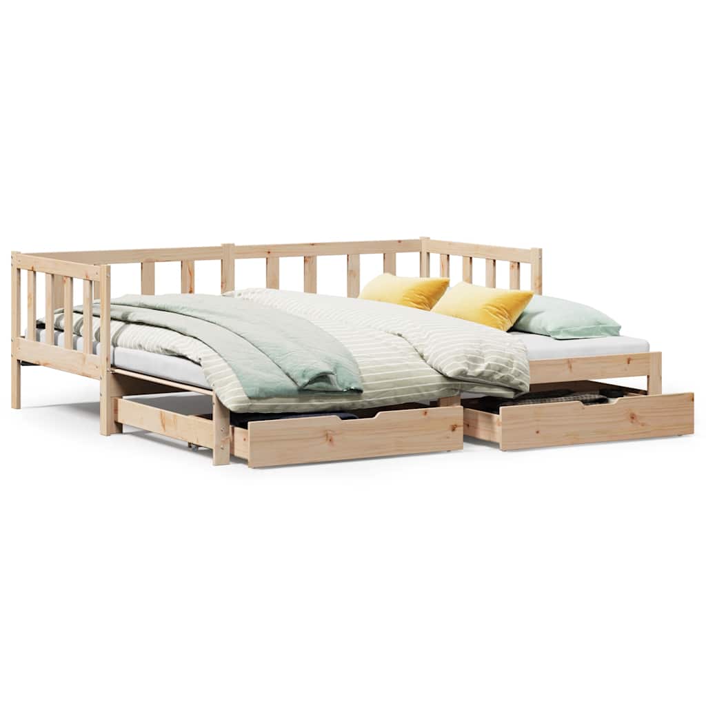 Uttrekkbar dagseng med skuffer uten madrass 90x200 cm vidaXL