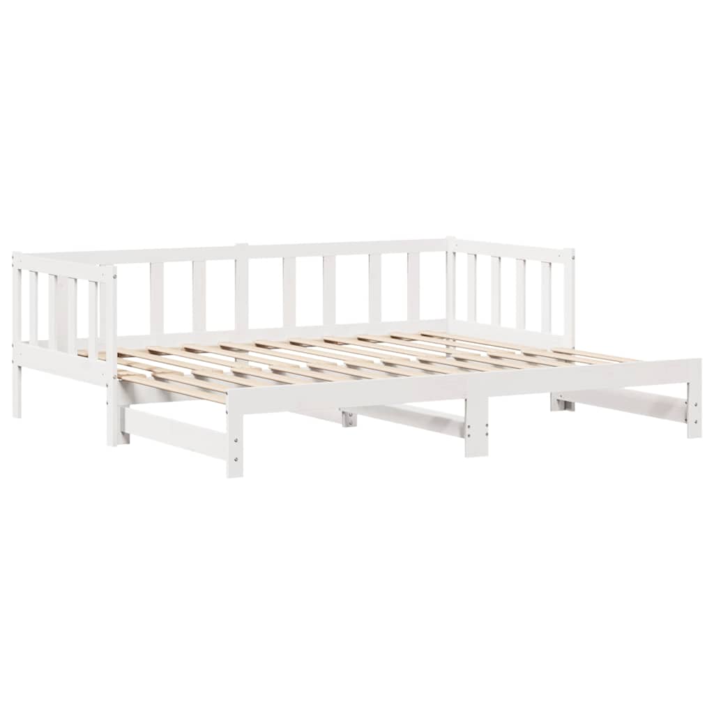 Uttrekkbar dagseng med skuffer uten madrass hvit 90x200 cm