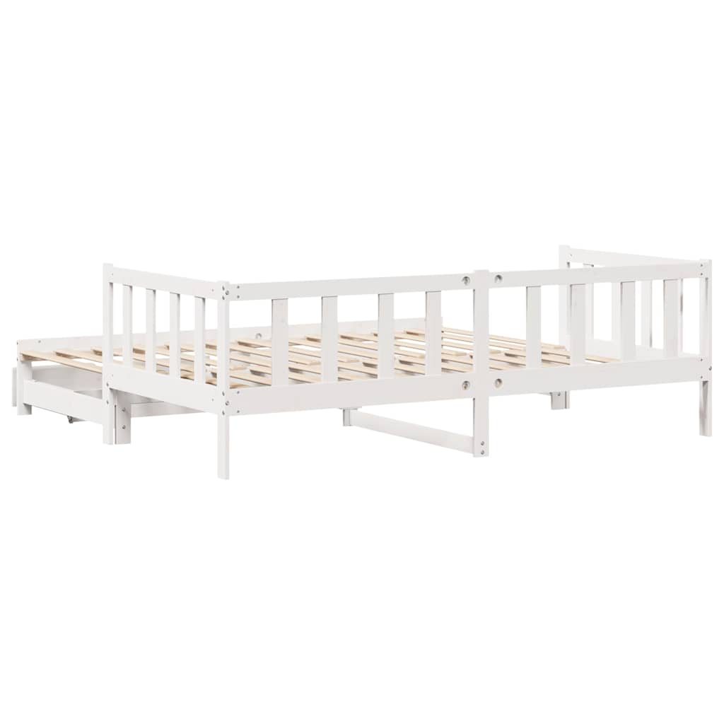Uttrekkbar dagseng med skuffer uten madrass hvit 80x200 cm