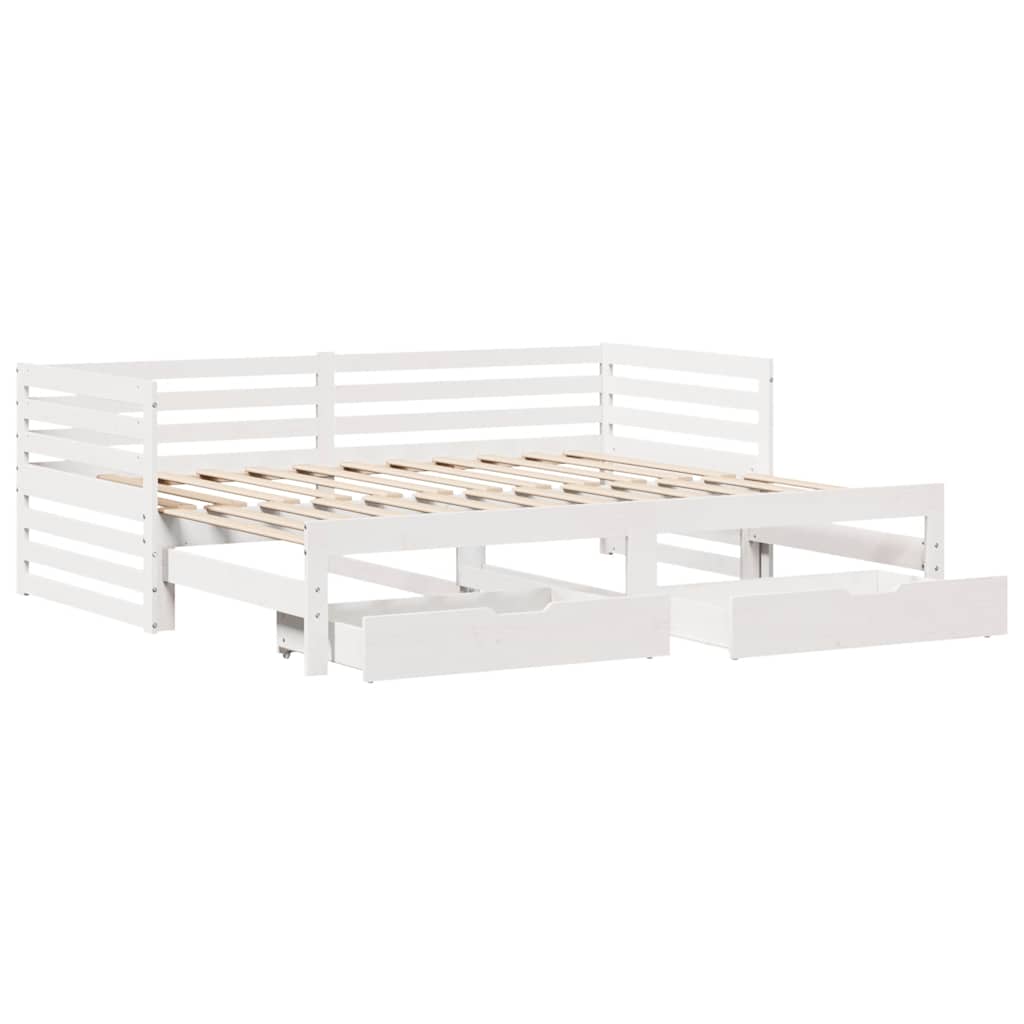 Dagseng med skuffer hvit 90x200 cm heltre furu