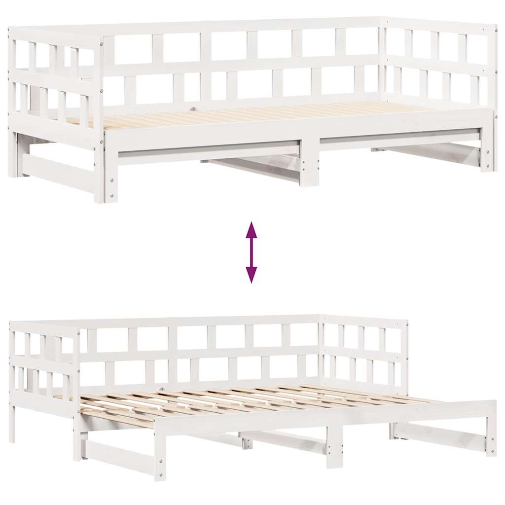 Uttrekkbar dagseng med skuffer uten madrass hvit 90x190 cm vidaXL