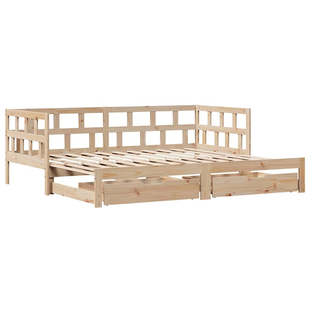 Uttrekkbar dagseng med skuffer uten madrass 90x200 cm