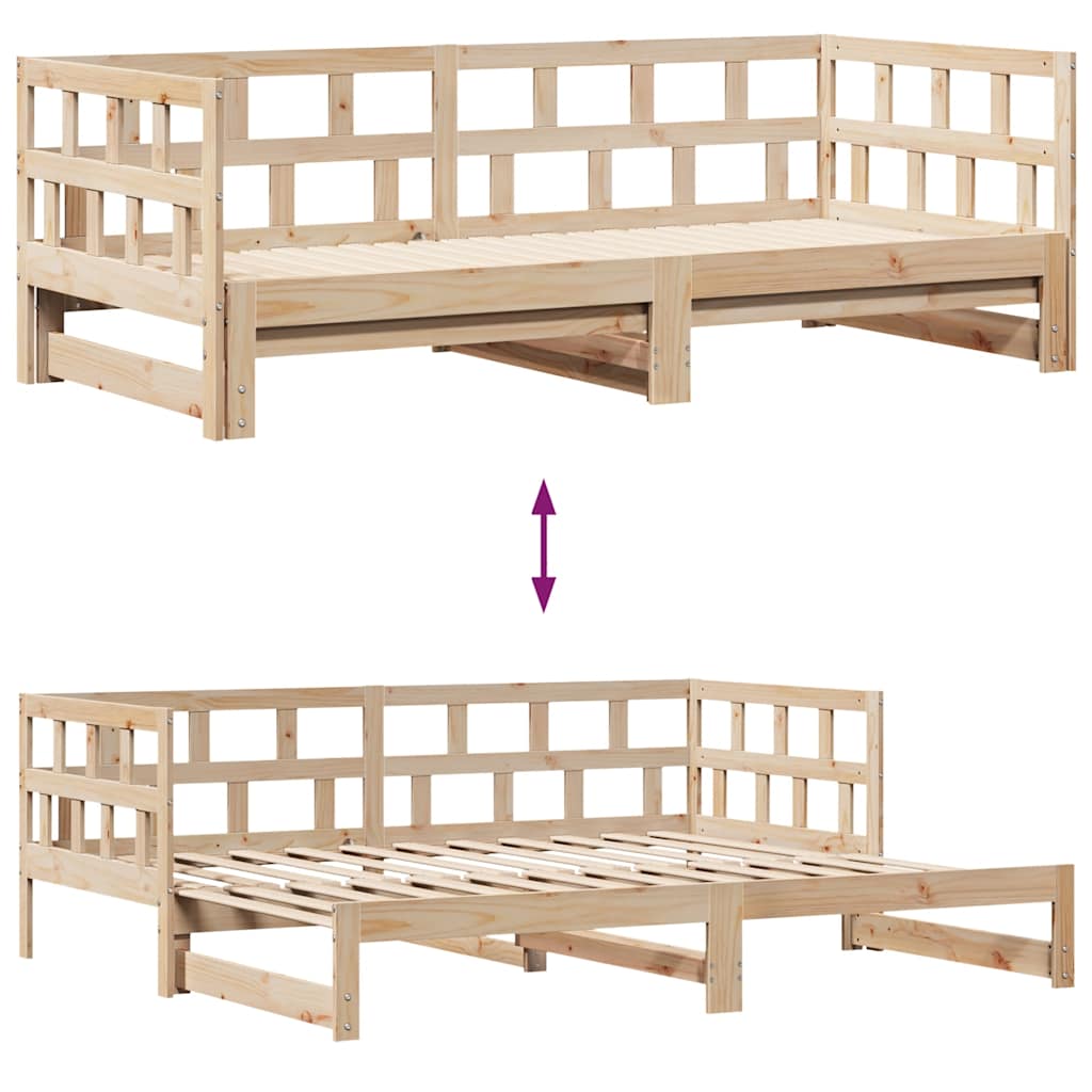 Uttrekkbar dagseng med skuffer uten madrass 80x200 cm vidaXL