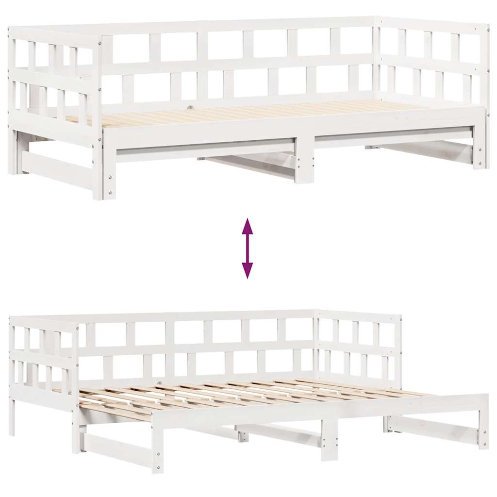 Uttrekkbar dagseng med skuffer uten madrass hvit 80x200 cm vidaXL