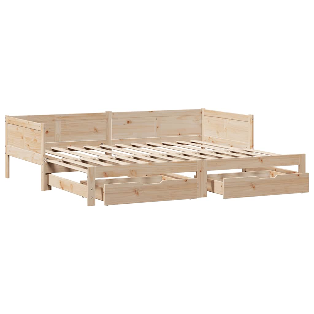 Uttrekkbar dagseng med skuffer uten madrass 80x200 cm