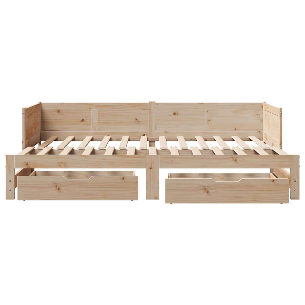 Uttrekkbar dagseng med skuffer uten madrass 80x200 cm