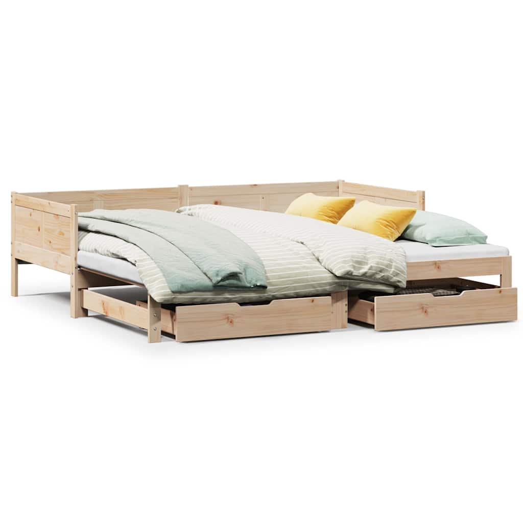 Uttrekkbar dagseng med skuffer uten madrass 90x190 cm