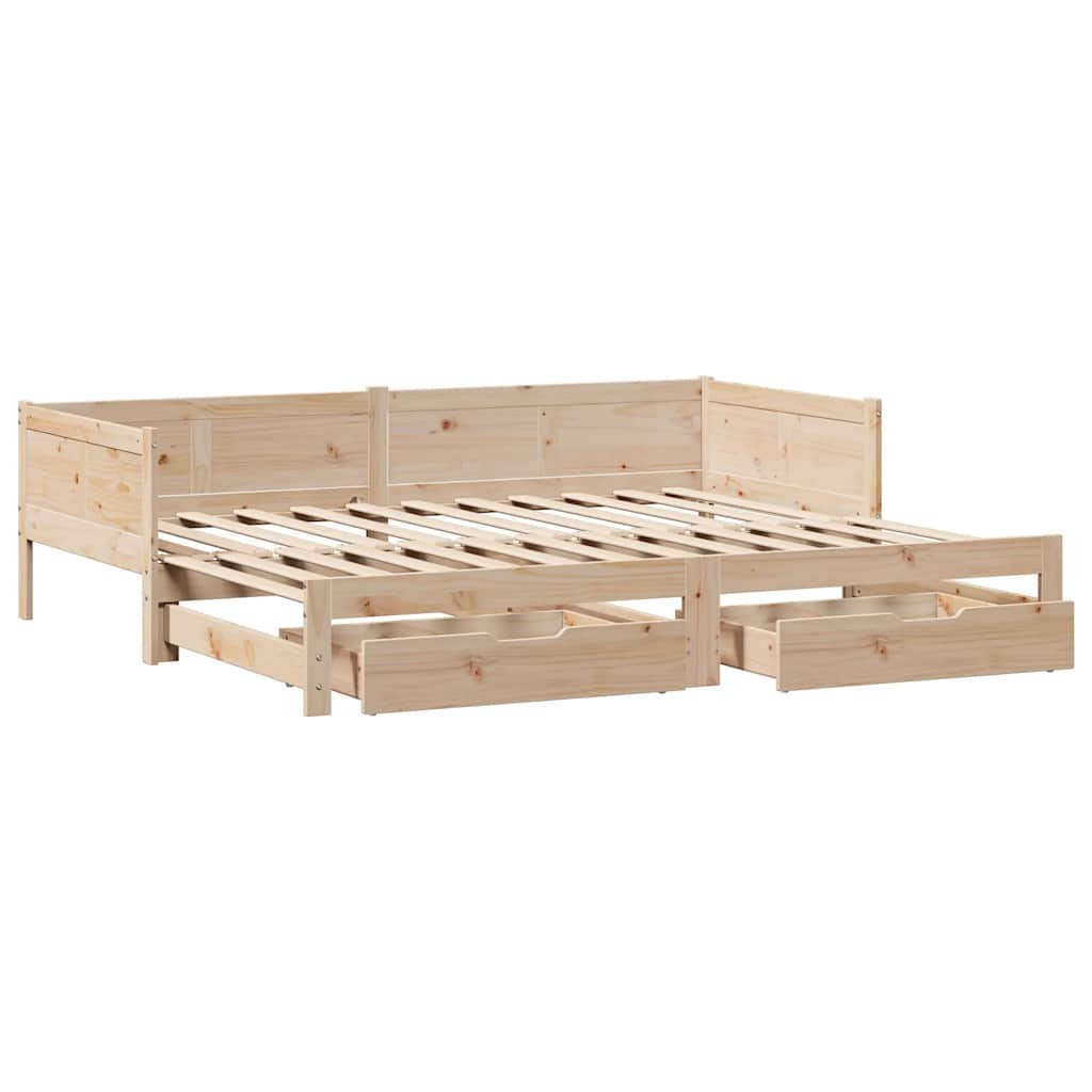 Uttrekkbar dagseng med skuffer uten madrass 90x190 cm