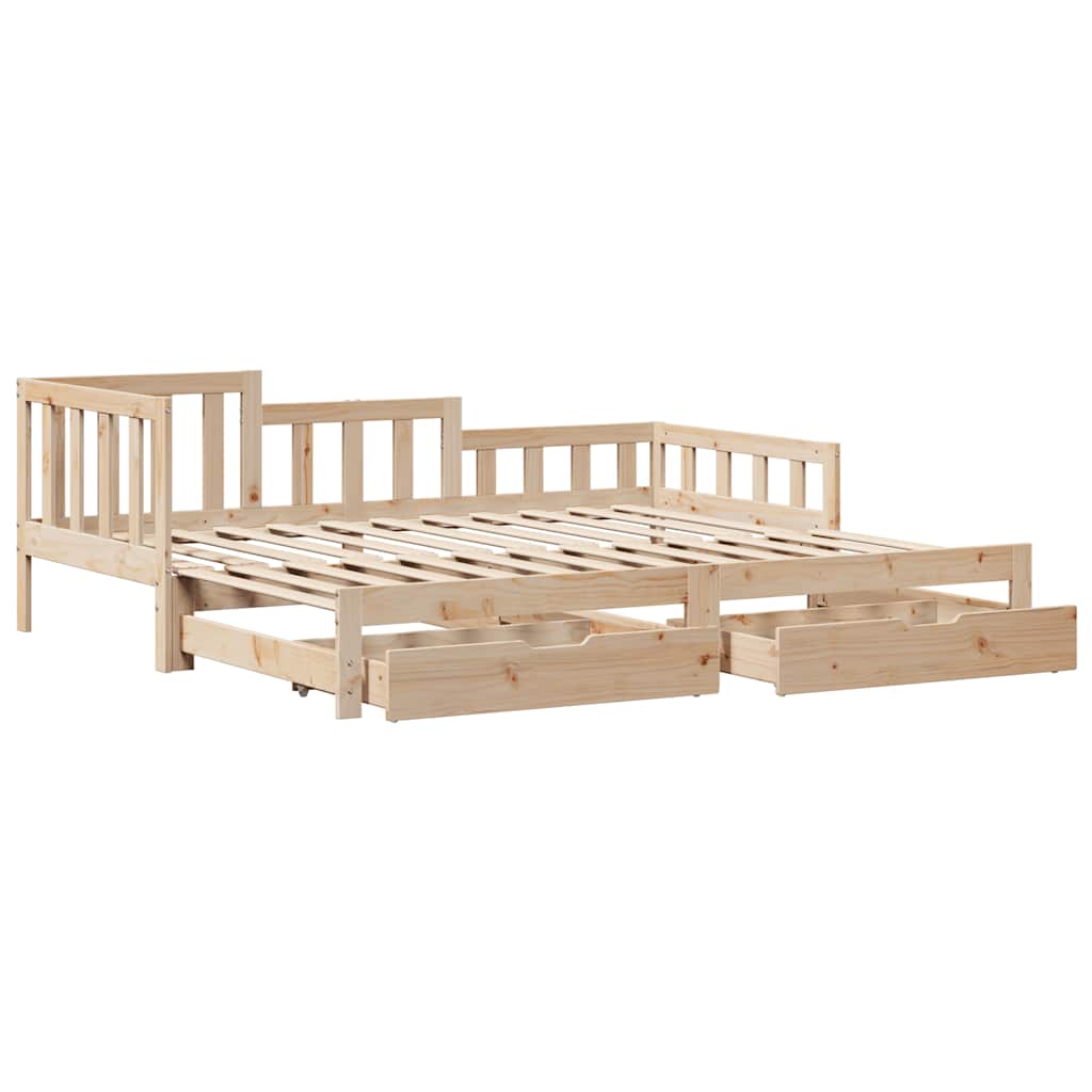 Uttrekkbar dagseng med skuffer uten madrass 80x200 cm