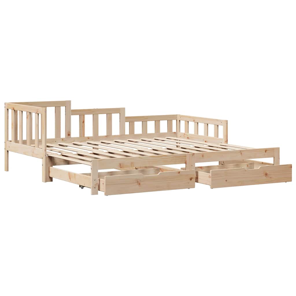 Uttrekkbar dagseng med skuffer uten madrass 90x200 cm