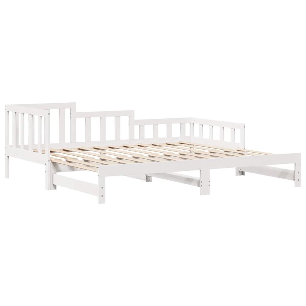 Uttrekkbar dagseng med skuffer uten madrass hvit 90x200 cm