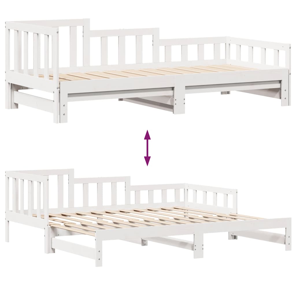 Uttrekkbar dagseng med skuffer uten madrass hvit 90x200 cm