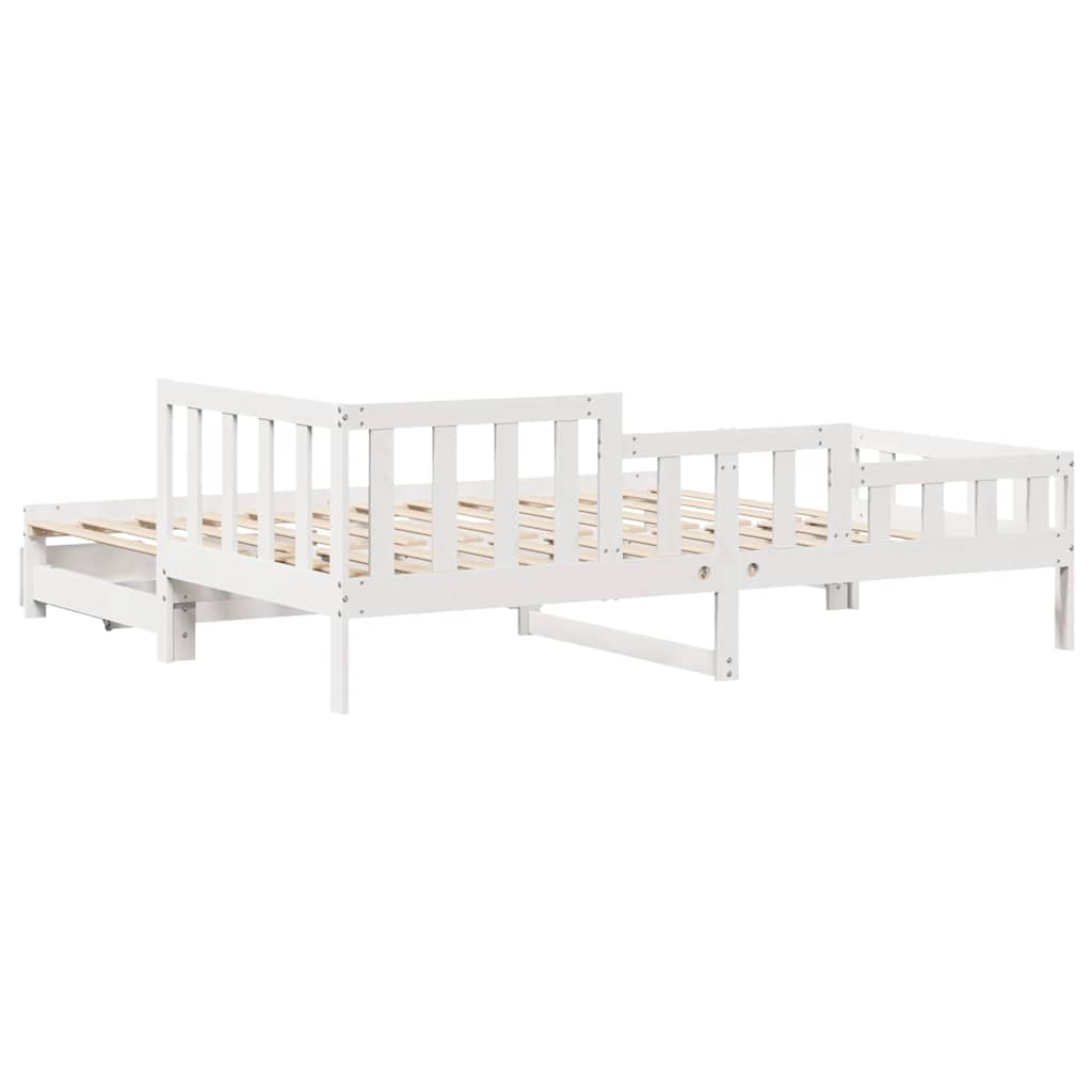 Uttrekkbar dagseng med skuffer uten madrass hvit 90x190 cm