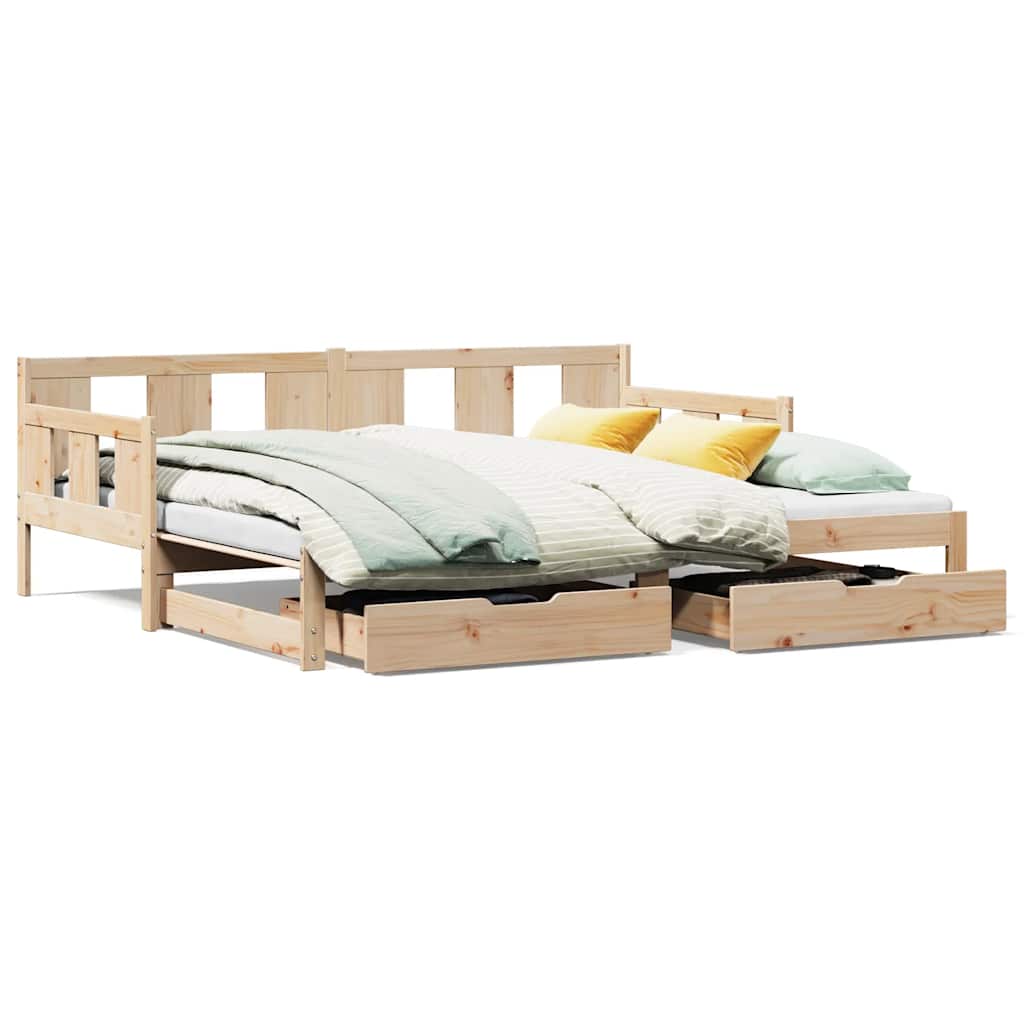 Uttrekkbar dagseng med skuffer uten madrass 90x190 cm