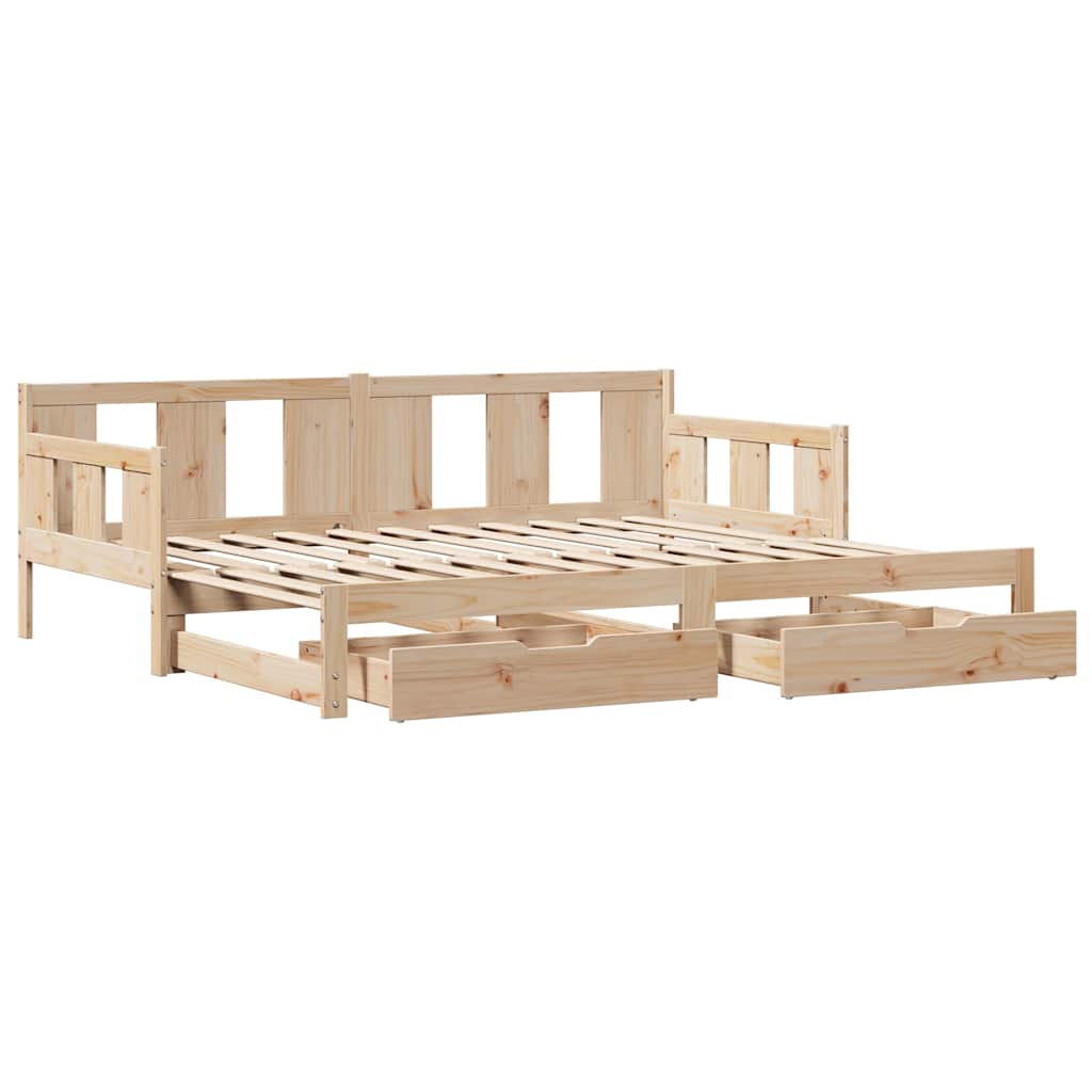 Uttrekkbar dagseng med skuffer uten madrass 90x190 cm