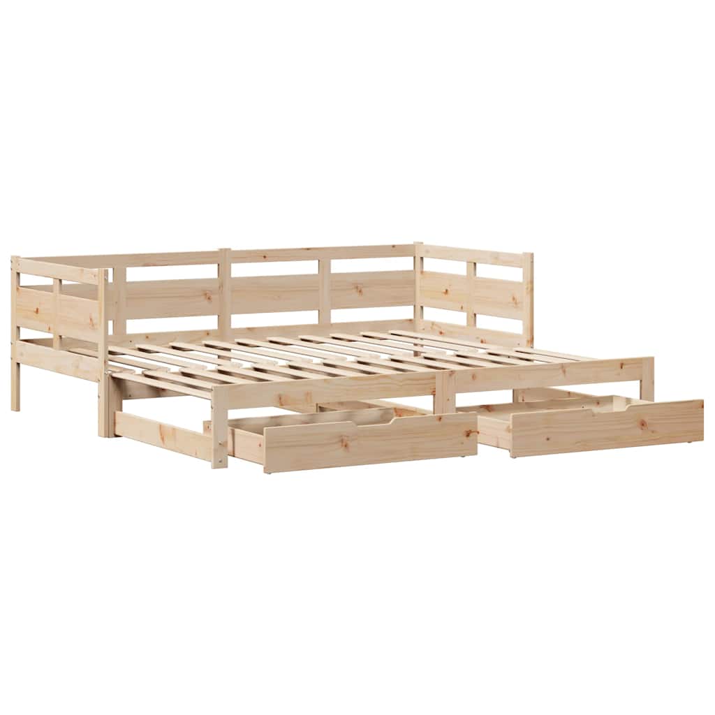 Uttrekkbar dagseng med skuffer uten madrass 80x200 cm