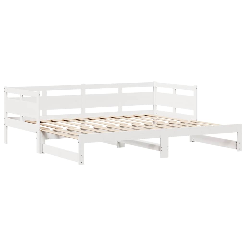 Uttrekkbar dagseng med skuffer uten madrass hvit 80x200 cm