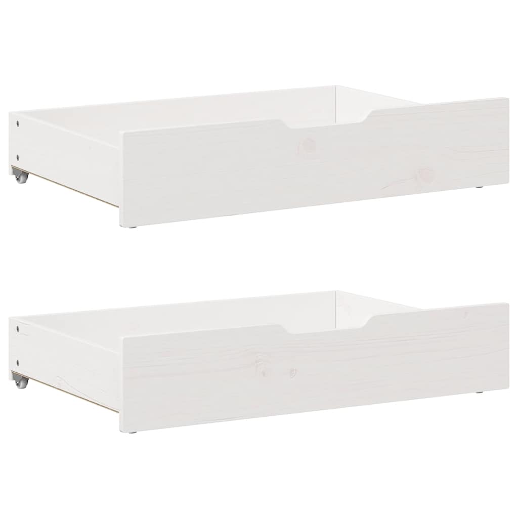 Uttrekkbar dagseng med skuffer uten madrass hvit 90x200 cm
