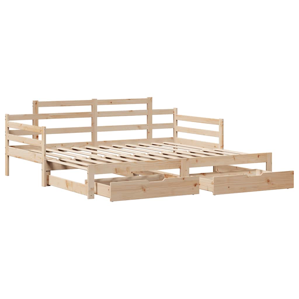 Uttrekkbar dagseng med skuffer uten madrass 80x200 cm