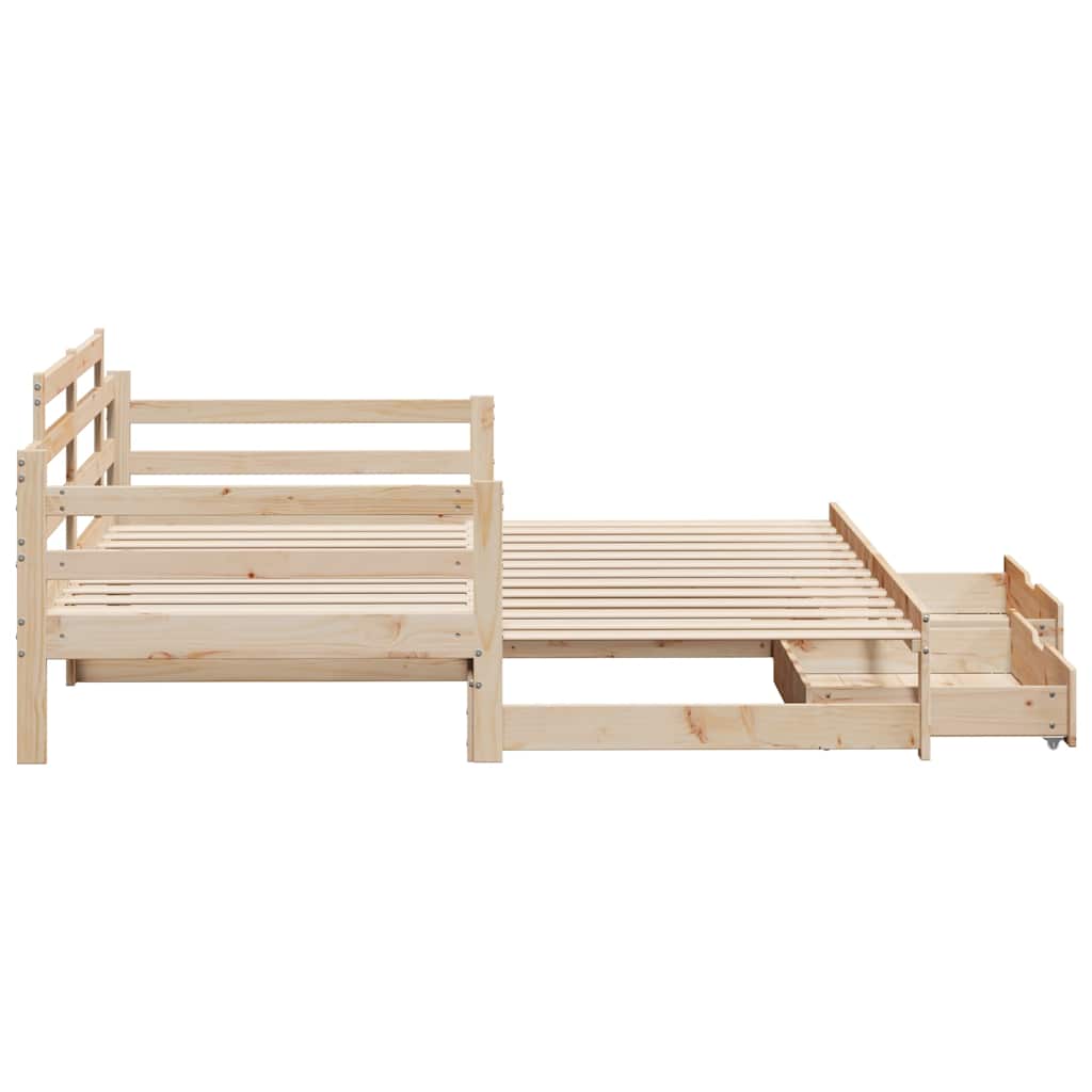 Uttrekkbar dagseng med skuffer uten madrass 80x200 cm