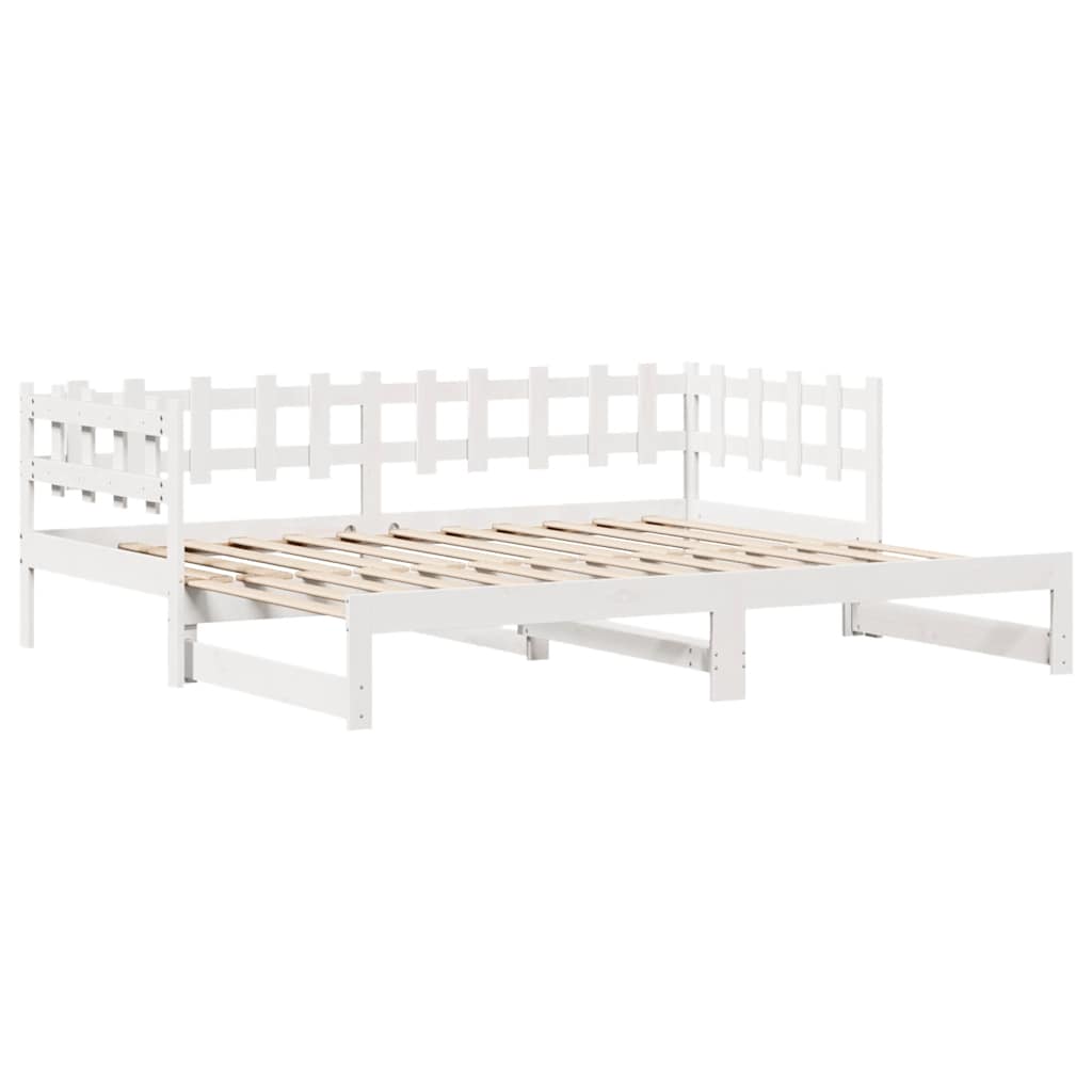 Uttrekkbar dagseng med skuffer uten madrass hvit 90x190 cm