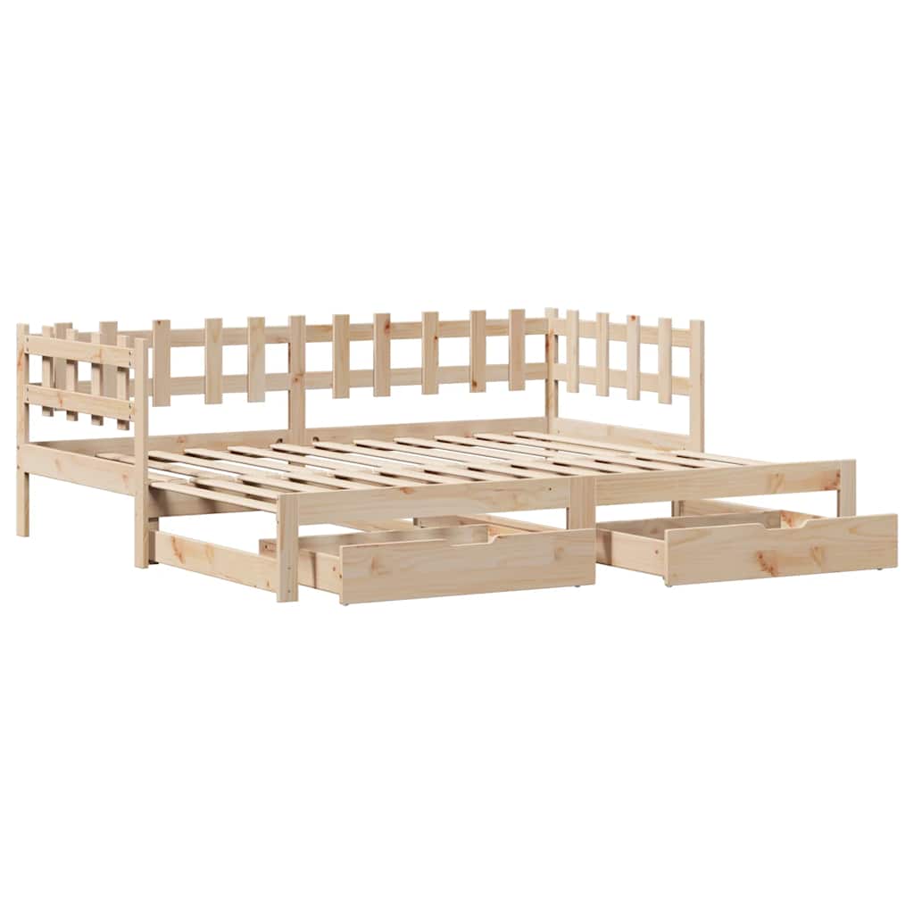 Uttrekkbar dagseng med skuffer uten madrass 80x200 cm