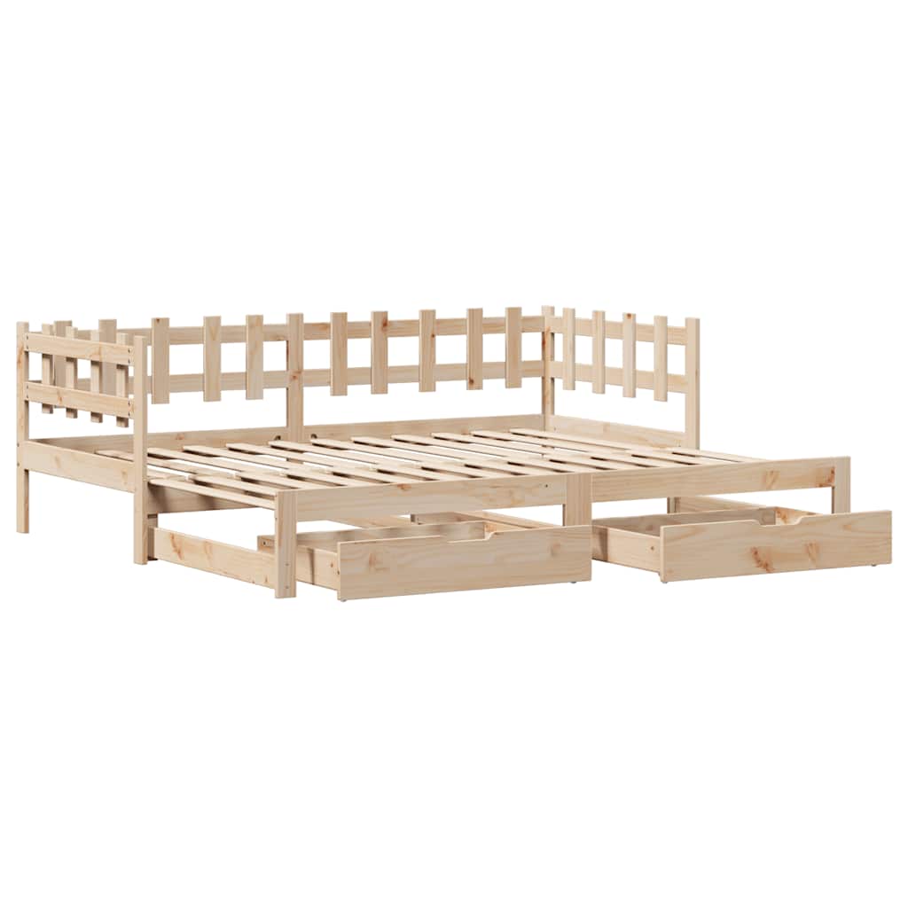 Uttrekkbar dagseng med skuffer uten madrass 90x200 cm