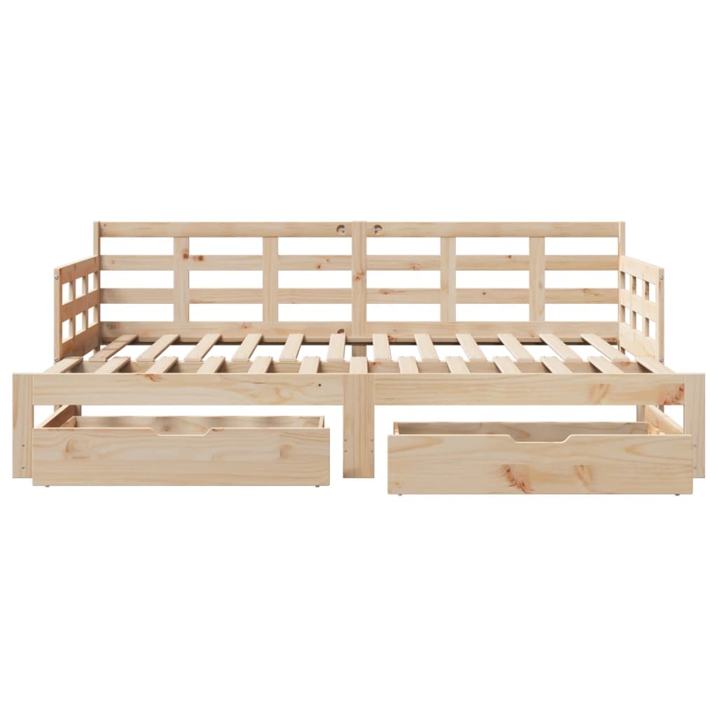 Uttrekkbar dagseng med skuffer 90x200 cm heltre furu