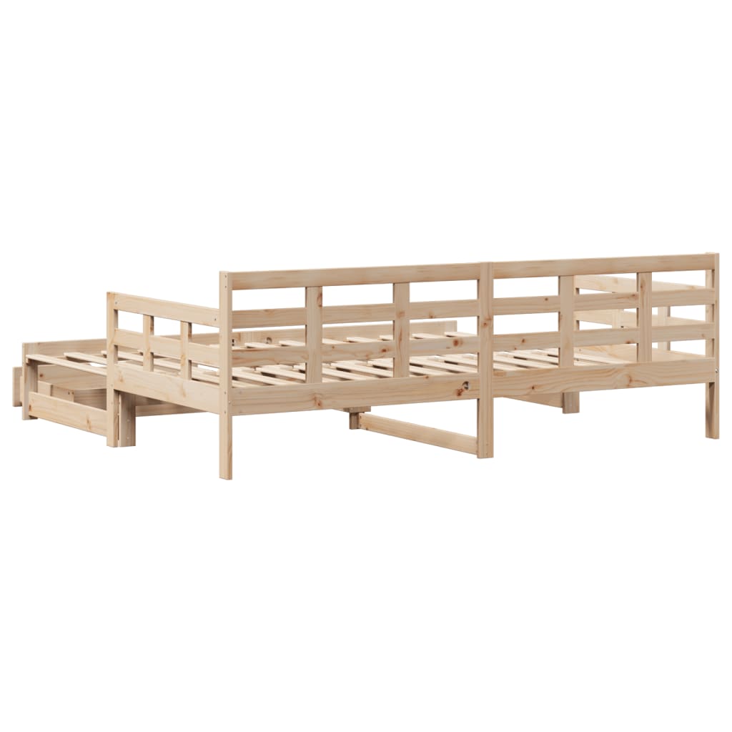 Uttrekkbar dagseng med skuffer 90x200 cm heltre furu