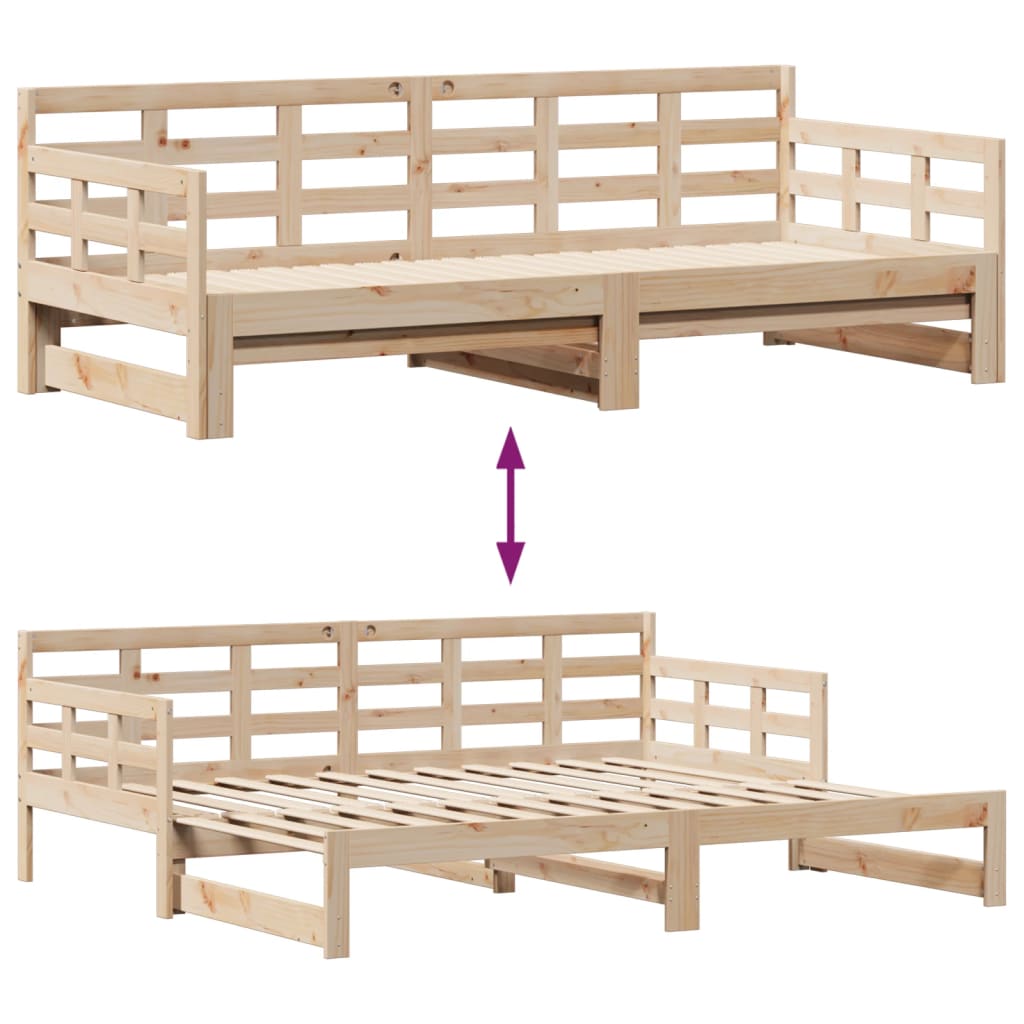 Uttrekkbar dagseng med skuffer 90x200 cm heltre furu