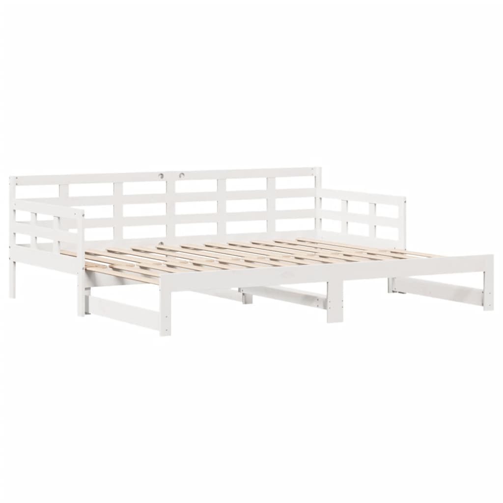 Uttrekkbar dagseng med skuffer hvit 90x200 cm heltre furu