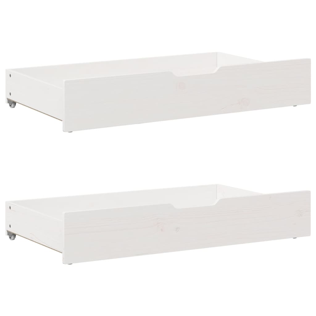 Uttrekkbar dagseng med skuffer hvit 90x200 cm heltre furu