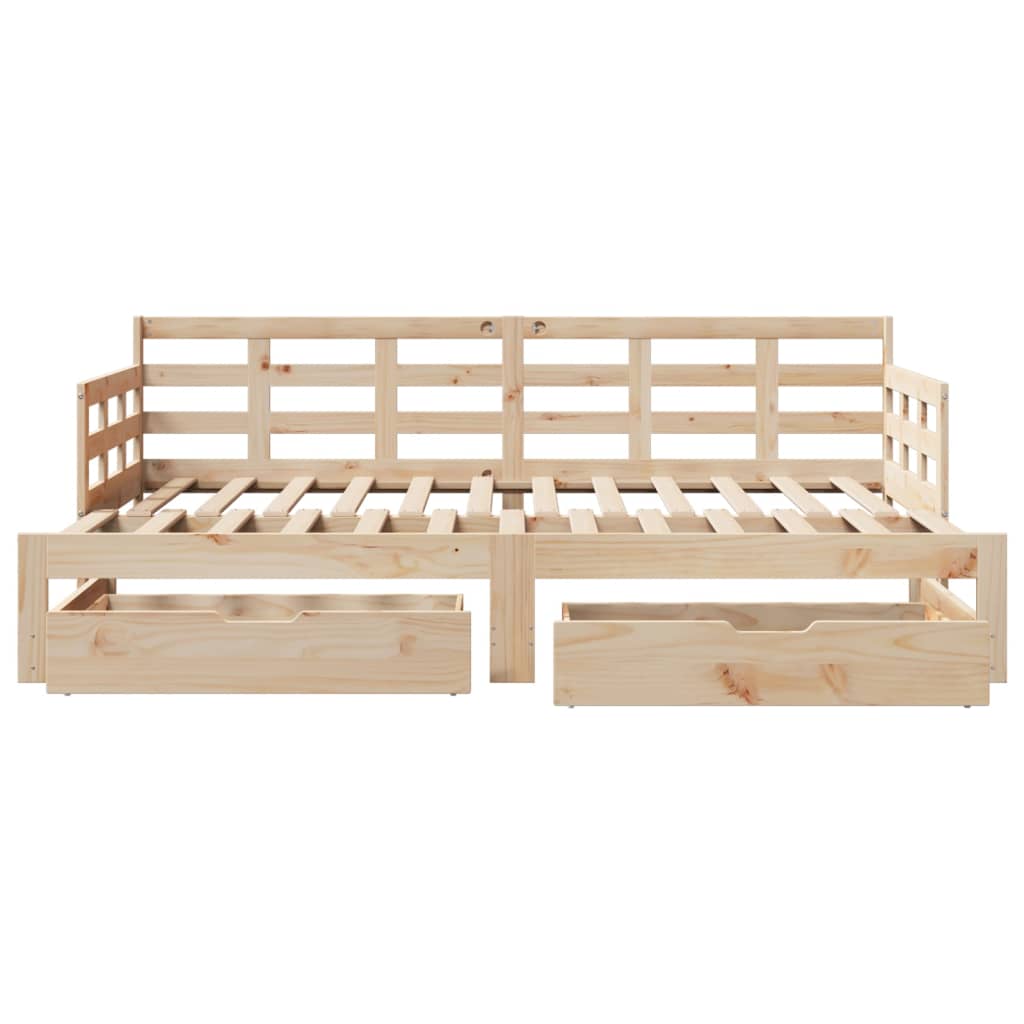 Uttrekkbar dagseng med skuffer 90x190 cm heltre furu