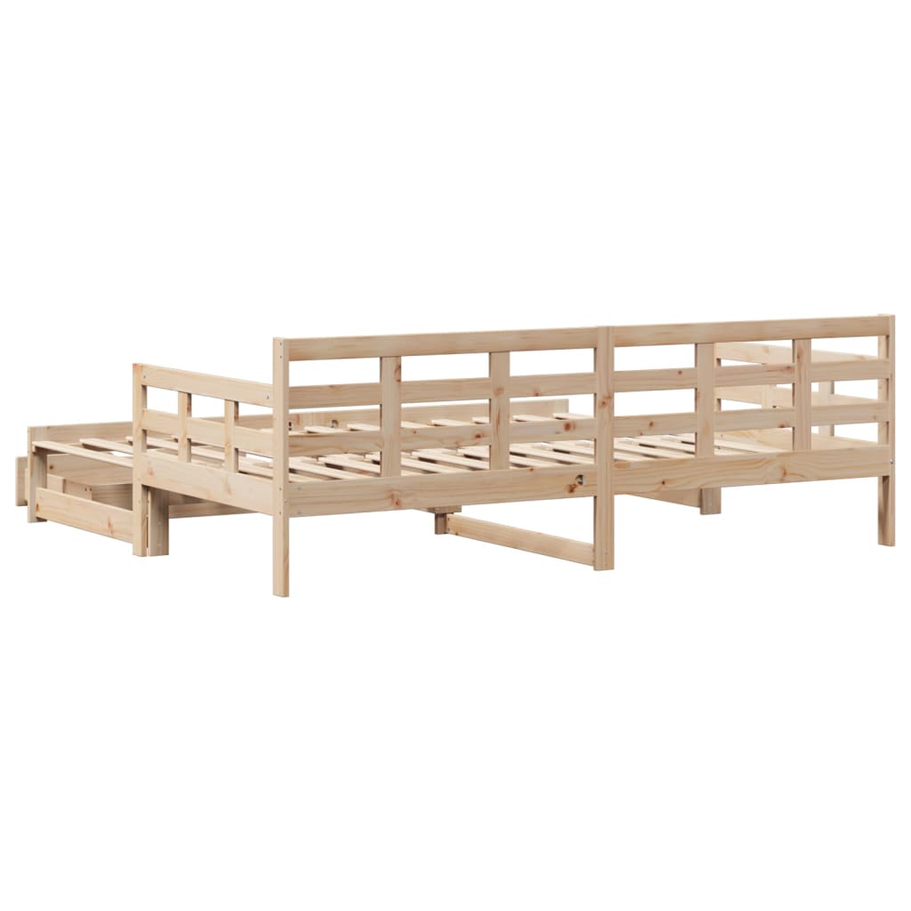 Uttrekkbar dagseng med skuffer 90x190 cm heltre furu