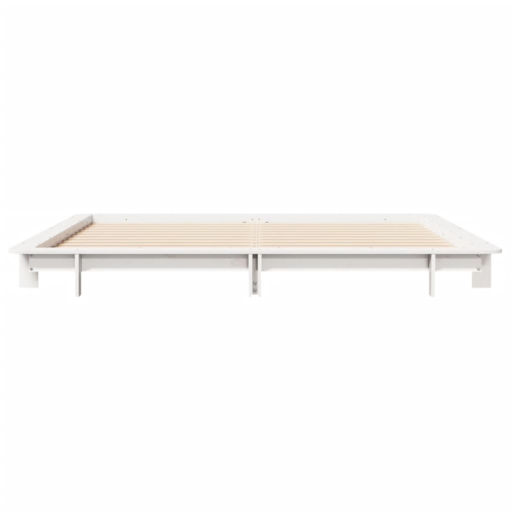 Sengeramme med madrass hvit 200x200 cm heltre furu