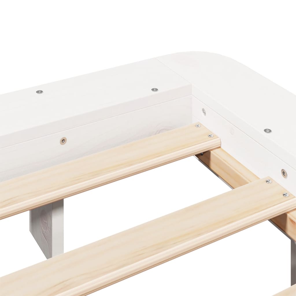 Sengeramme med madrass hvit 200x200 cm heltre furu