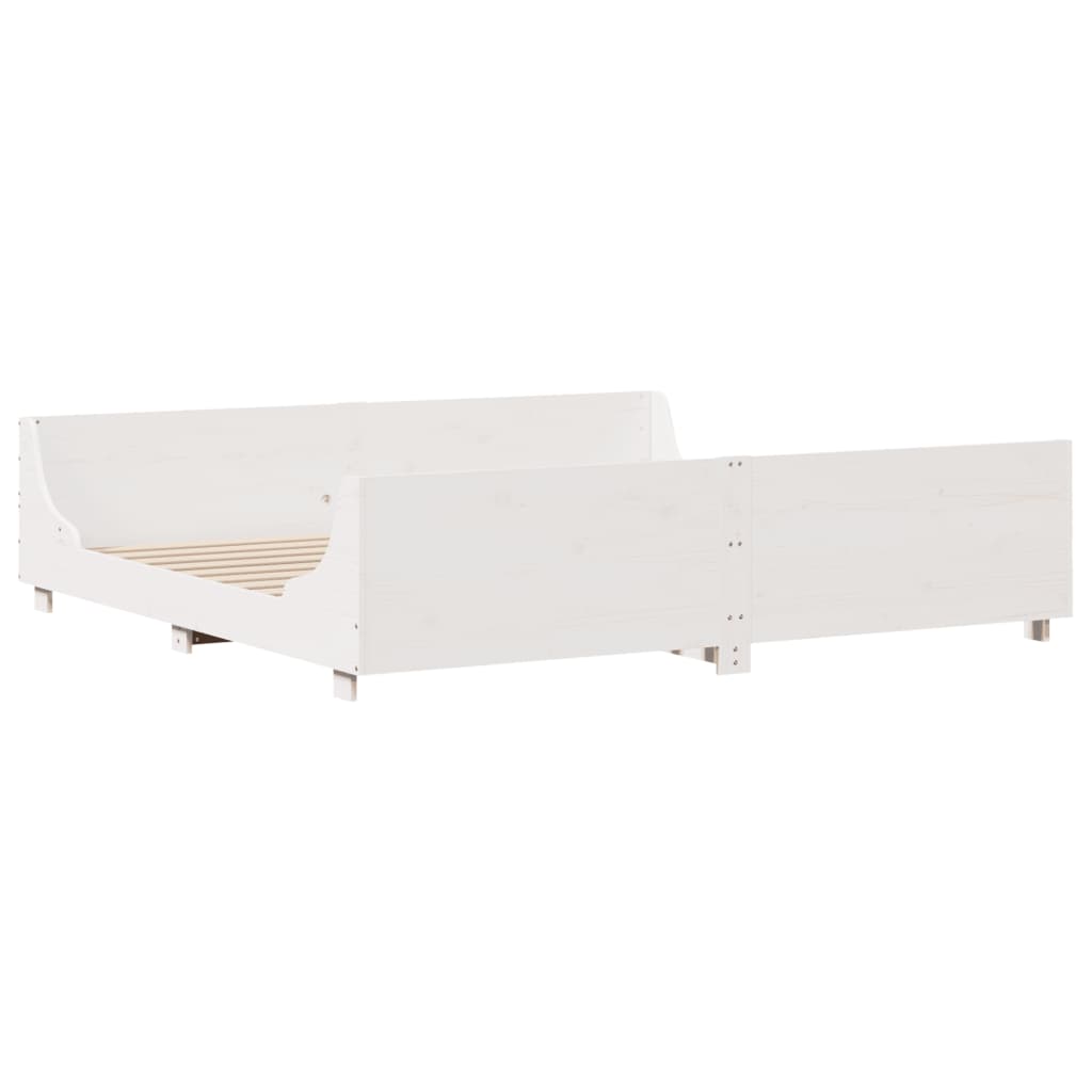 Sengeramme med madrass hvit 200x200 cm heltre furu
