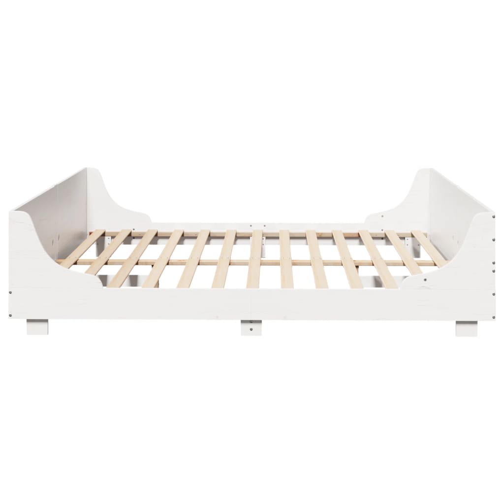 Sengeramme med madrass hvit 200x200 cm heltre furu