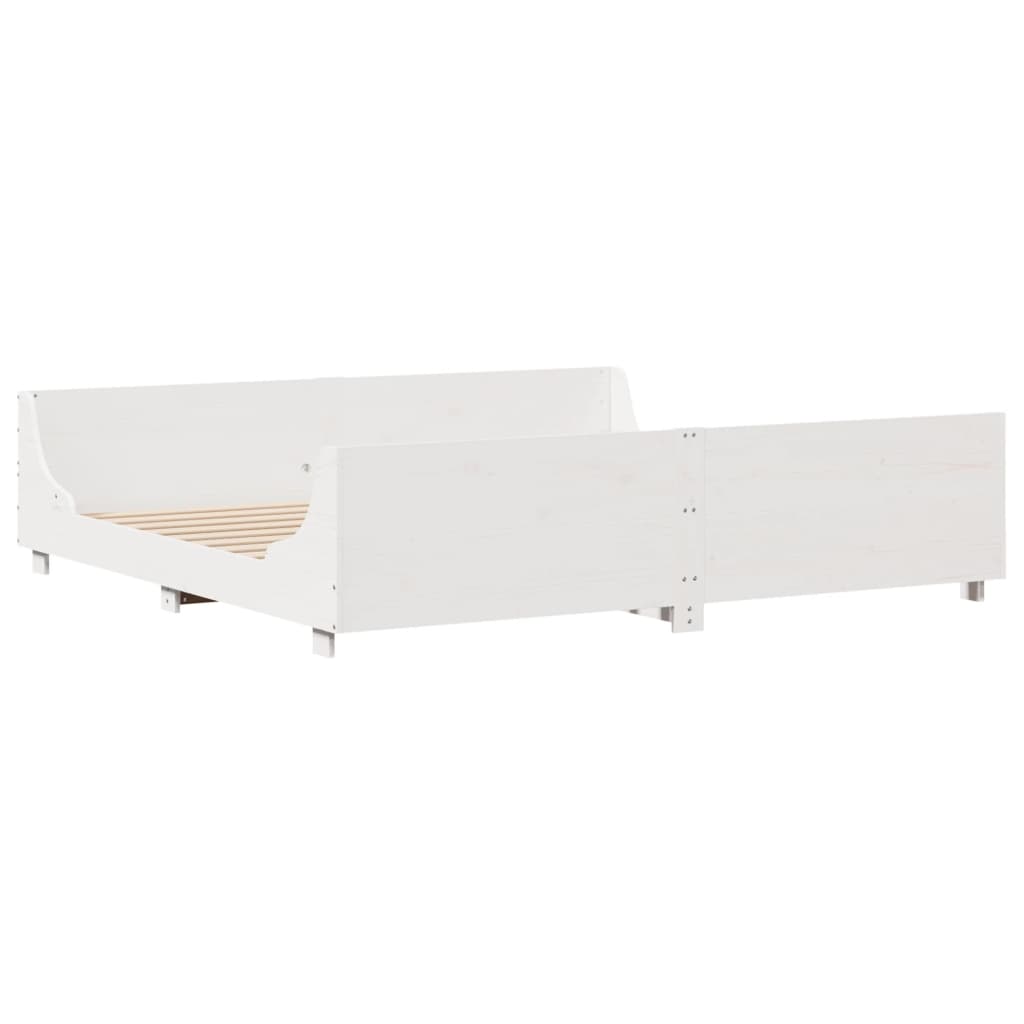 Sengeramme med madrass hvit 200x200 cm heltre furu