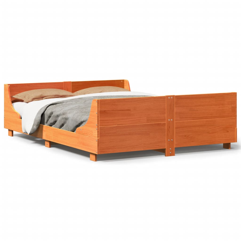 Sengeramme uten madrass voksbrun 140x190 cm heltre furu