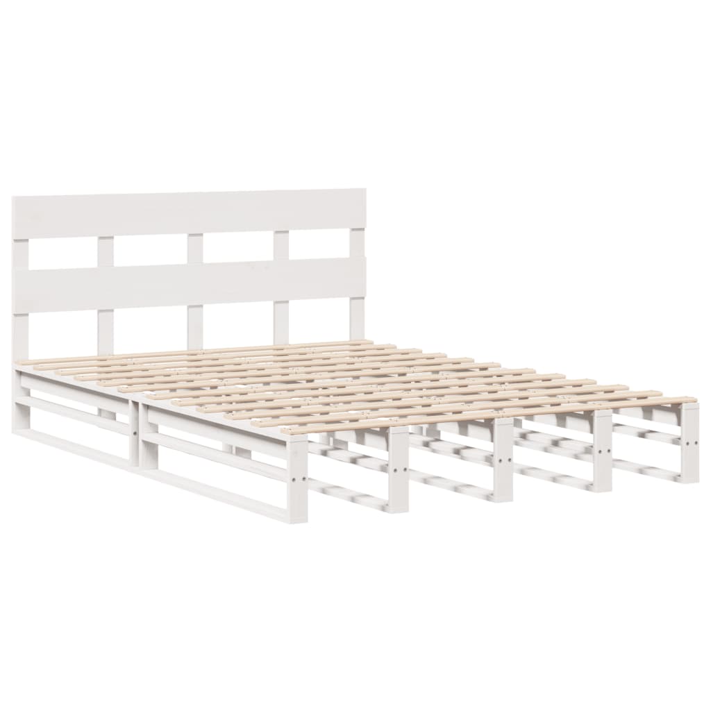 Sengeramme uten madrass hvit 140x200 cm heltre furu