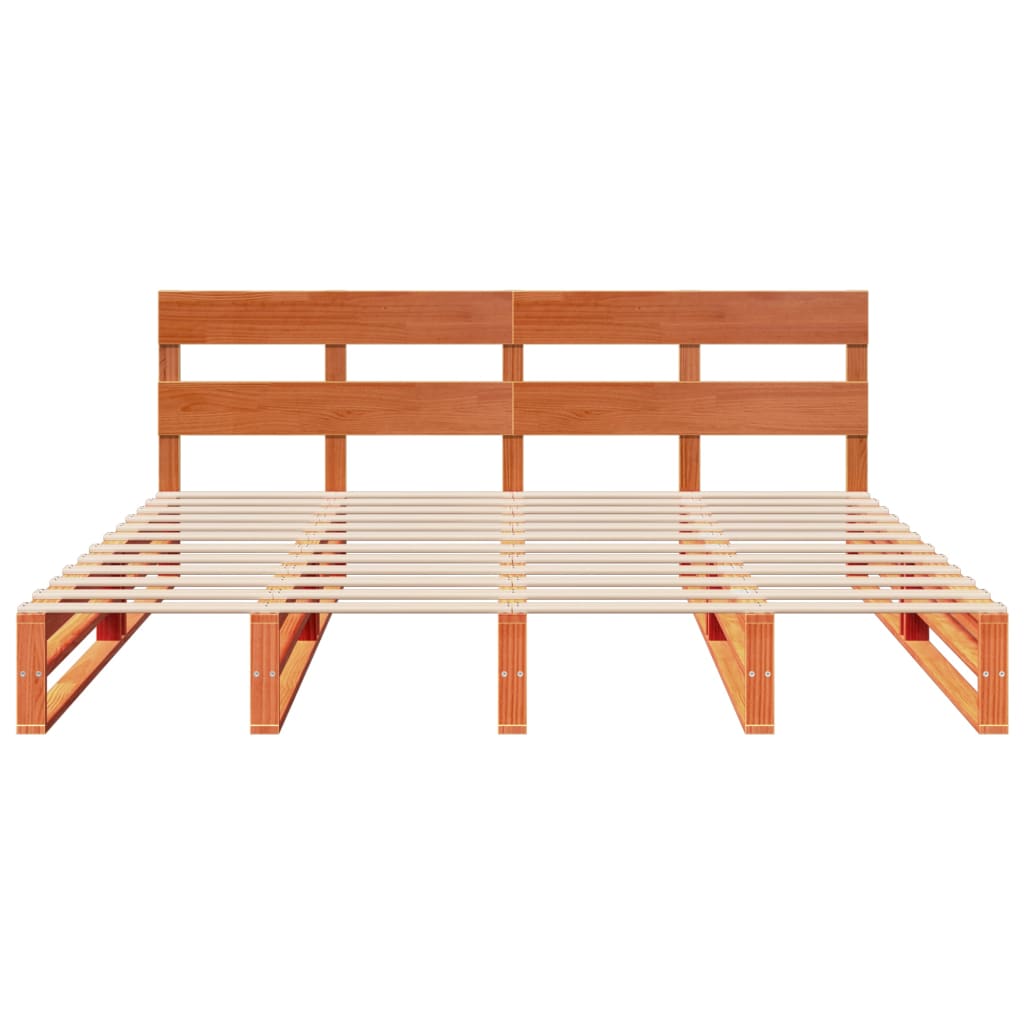 Sengeramme uten madrass voksbrun 180x200 cm heltre furu